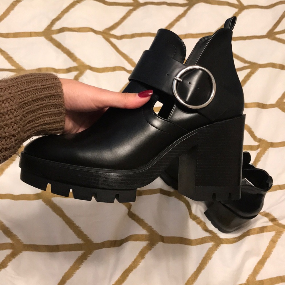 Black leather boots